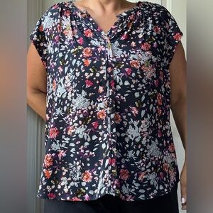 Daniel Rainn Floral Blouse - Black and Pink